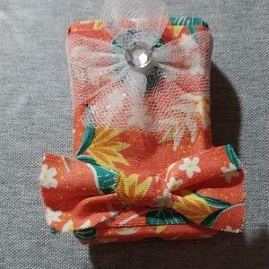 Homemade DIY- Floral Orange Decorative Accent with Bow